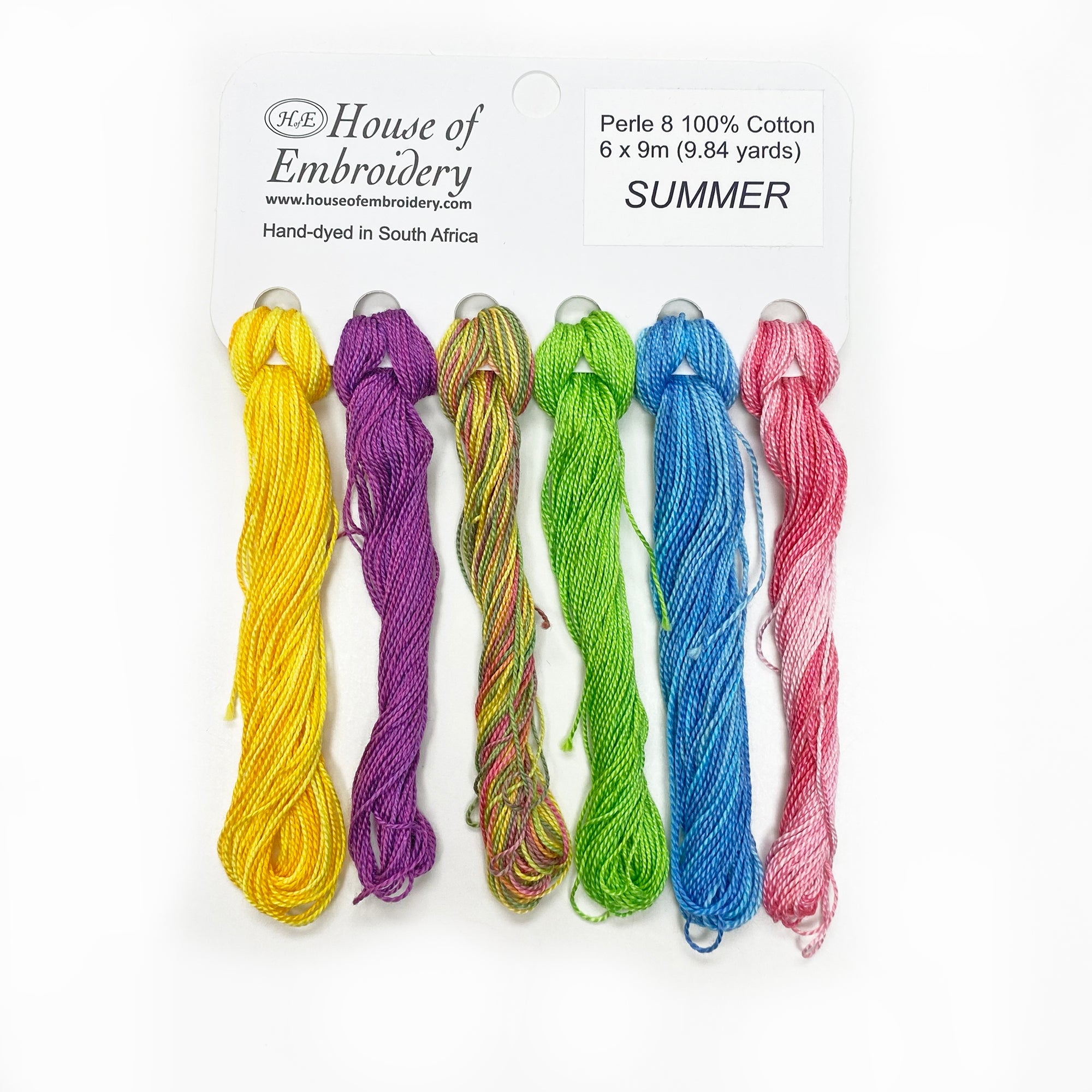 Hand Dyed Perle 8 threads x 6 : Summer