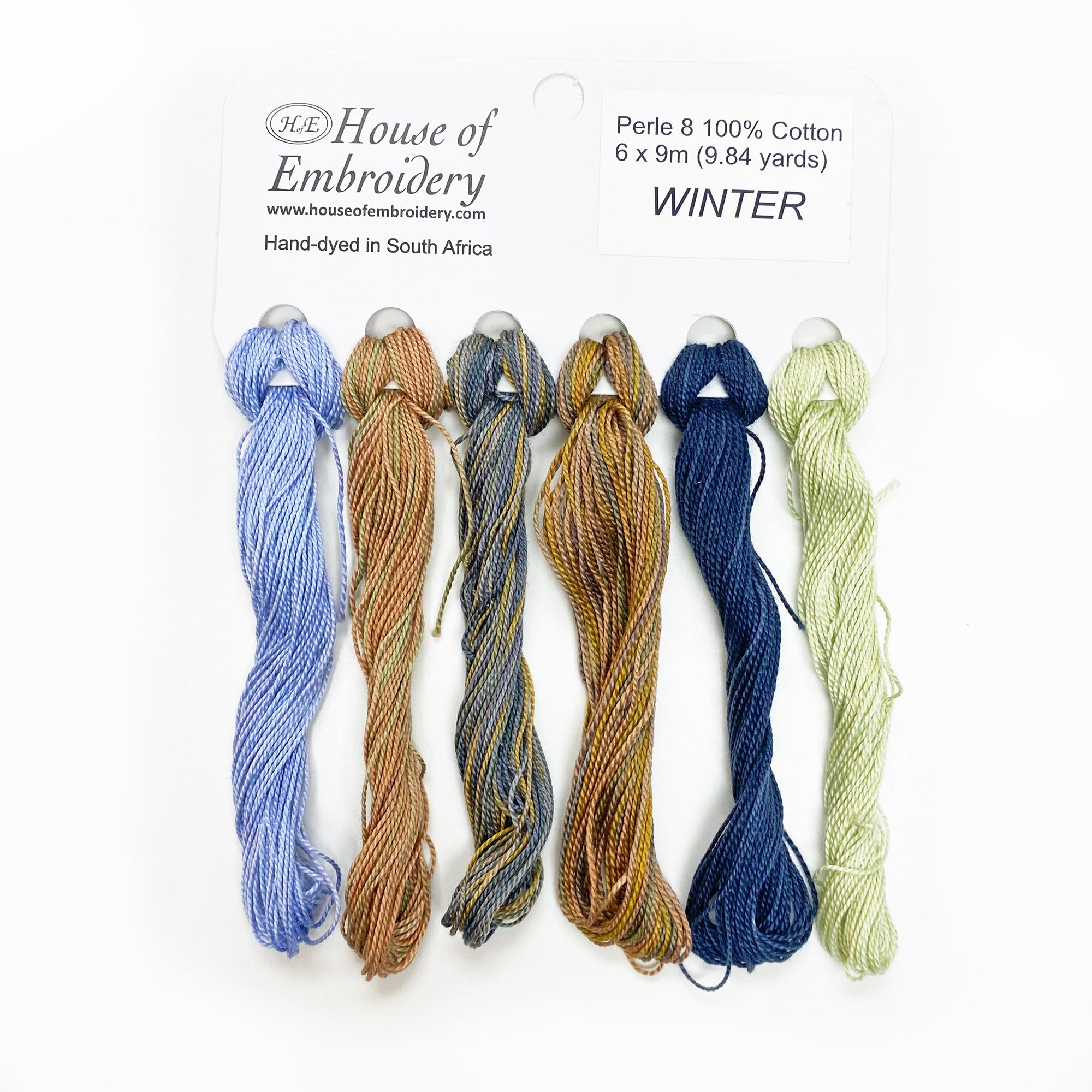 Hand Dyed Perle 8 threads x 6 : Winter