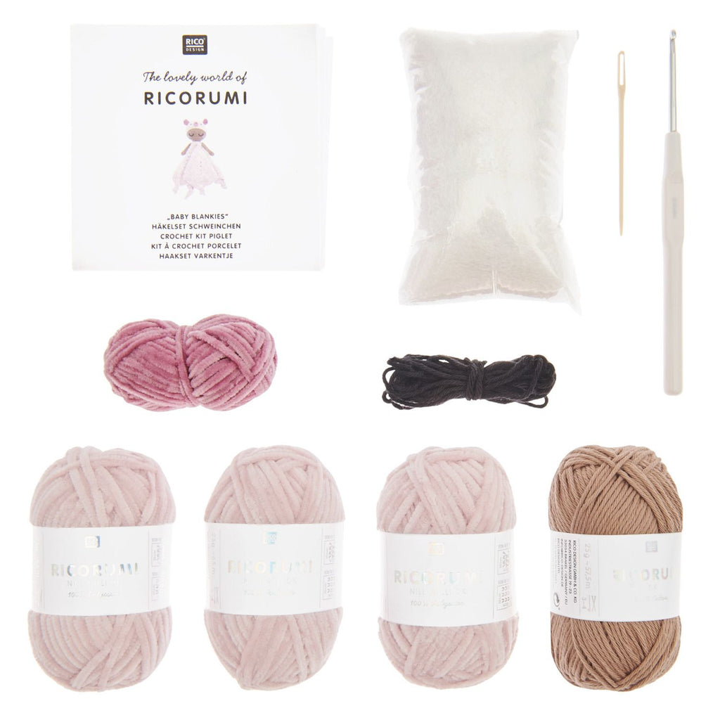 Ricorumi Crochet Kit : Baby Blankie : Pink Piglet