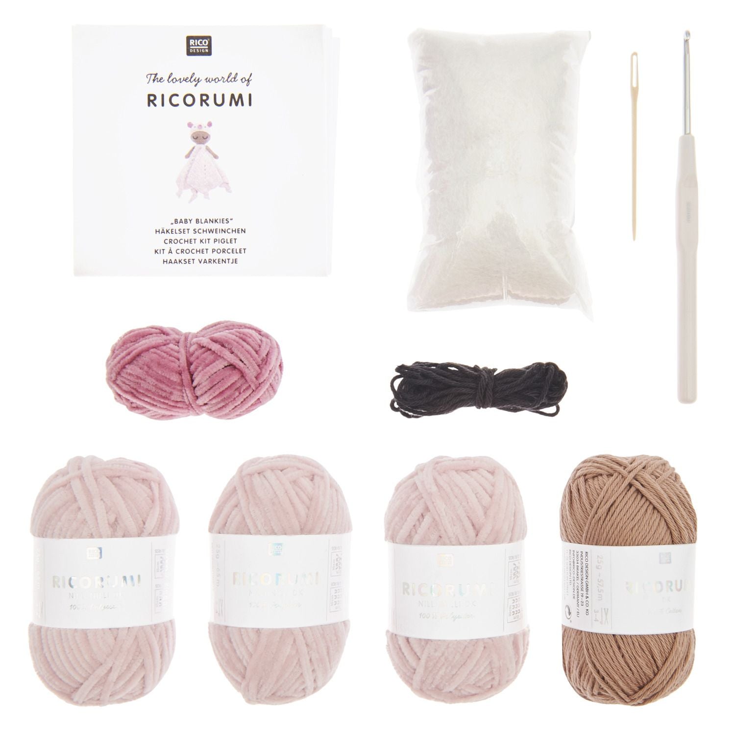 Ricorumi Crochet Kit : Baby Blankie : Pink Piglet