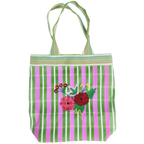 Striped Recycled Embroidered Shopping Bag