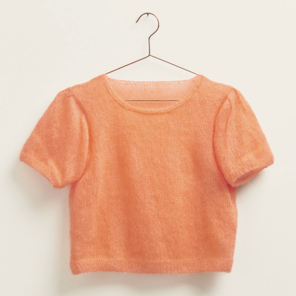 Puffed Short Sleeve Super Kid Mohair Jumper Knitting Kit : 2 colours