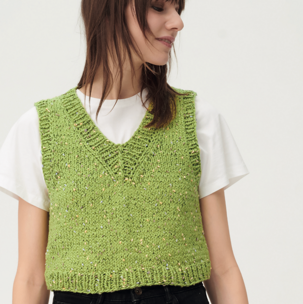 Easy Cotton Slipover / Tank Knitting Kit : 2 Colours