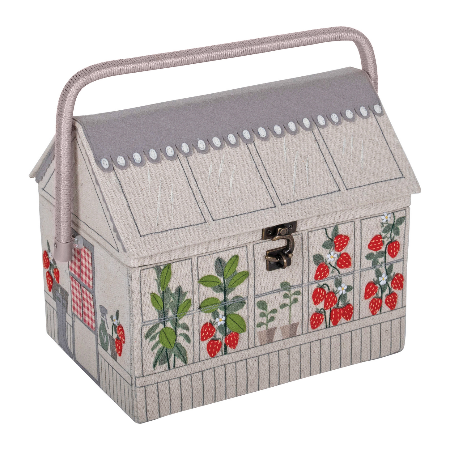 Sewing Box : Embroidered Strawberry Greenhouse