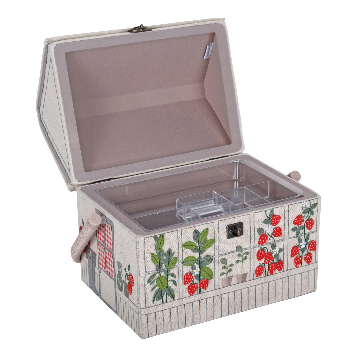 Sewing Box : Embroidered Strawberry Greenhouse