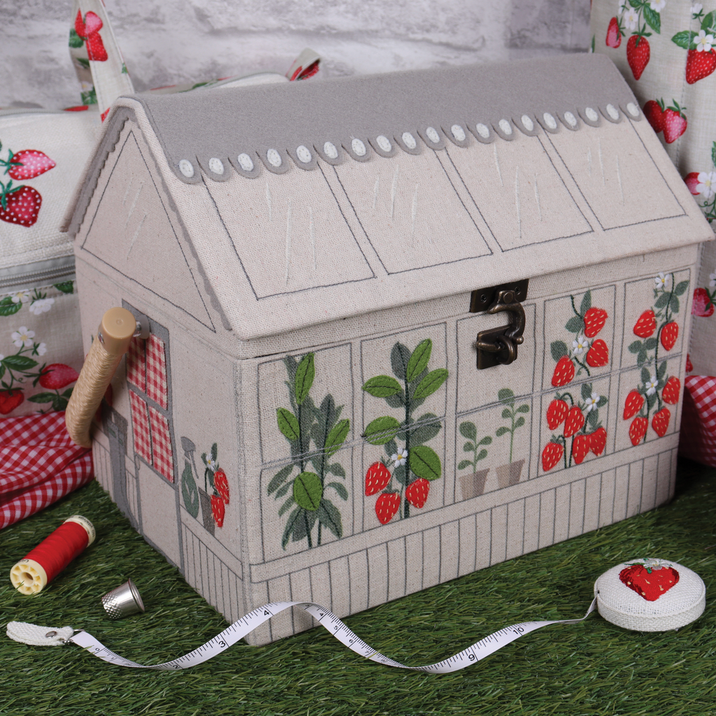 Sewing Box : Embroidered Strawberry Greenhouse