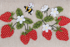 Small Sewing Box : Wicker Basket with Appliqué Strawberries & Bee