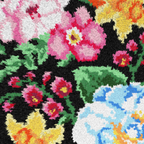 Latch Hook Kit: Rug: Flowers on Black Background