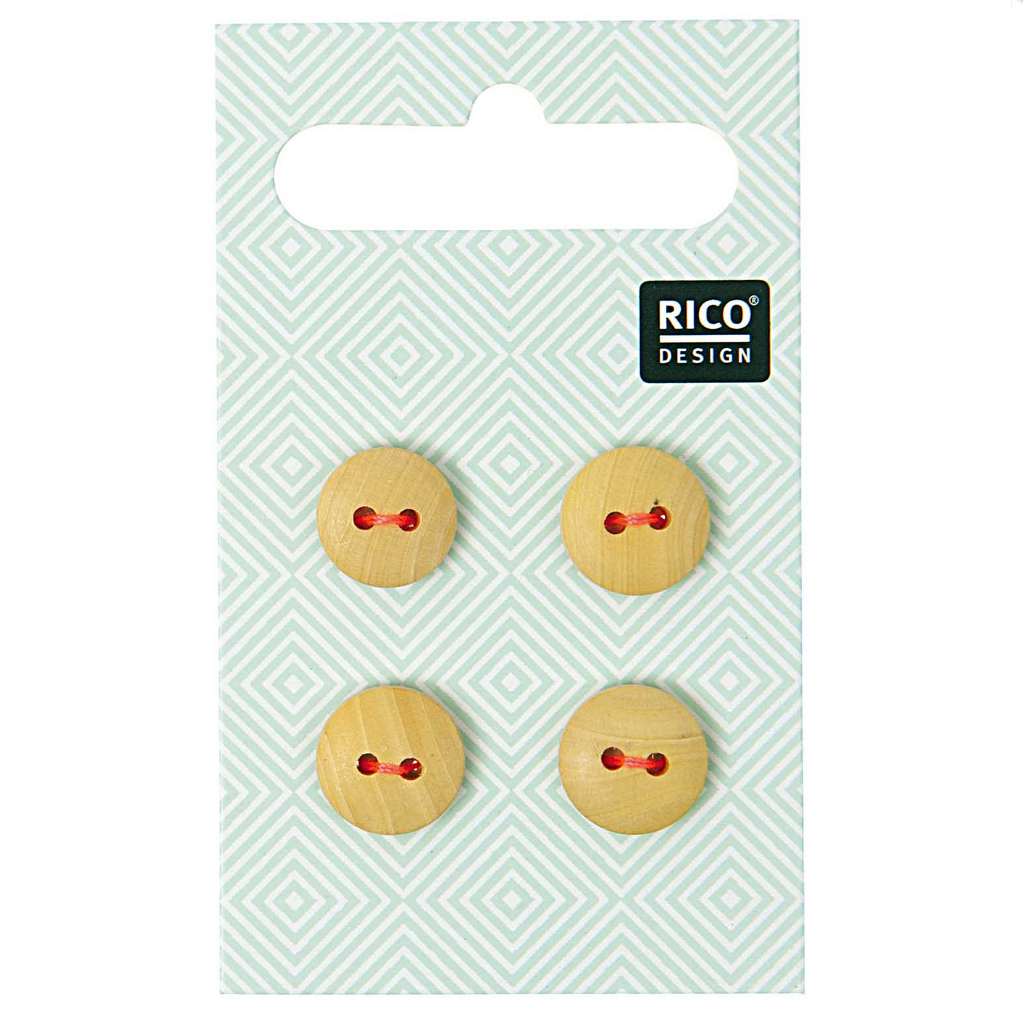 Buttons Set : 1.1cm Natural Wooden : Set of 4