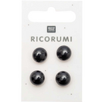 Eye Button with Bezel : Brown / Black 11mm set of 4