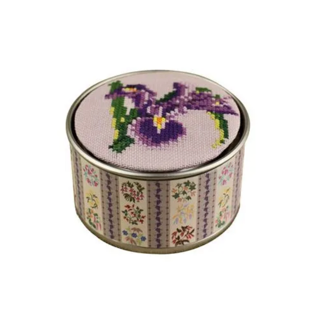 Sajou Round Box Cross Stitch Kit : Iris