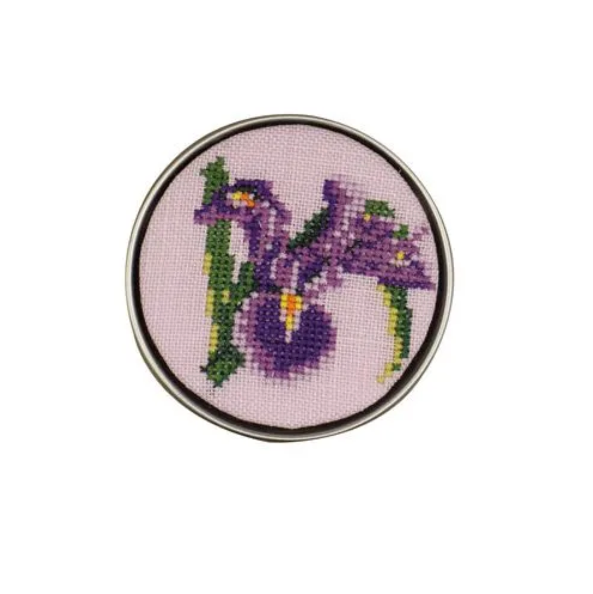 Sajou Round Box Cross Stitch Kit : Iris