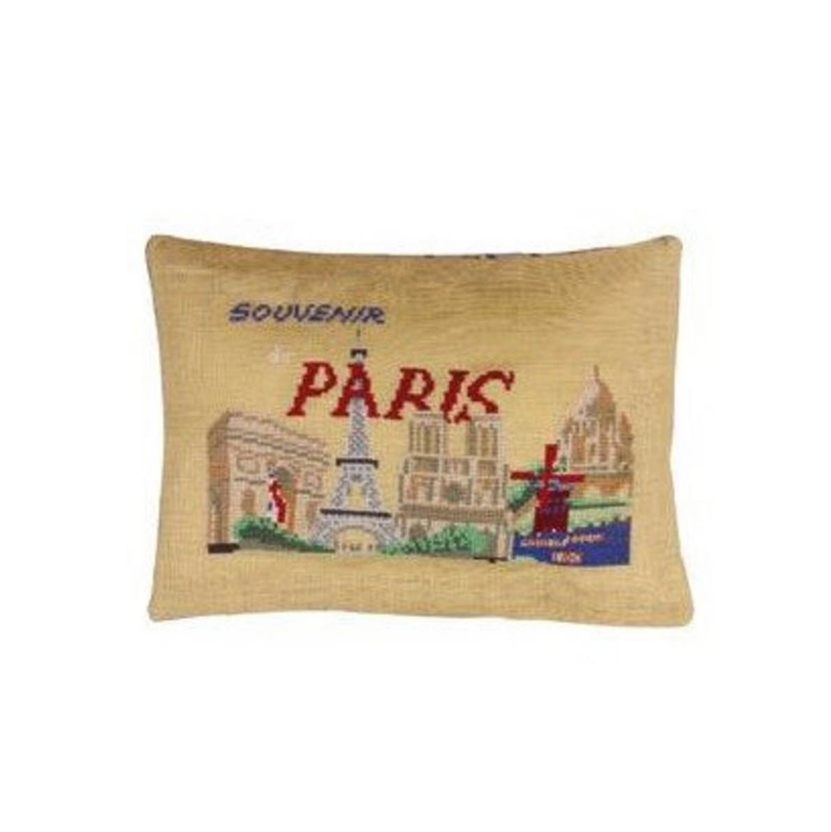 Sajou Cross Stitch Cushion Kit : Paris Cushion On Tea Coloured Linen