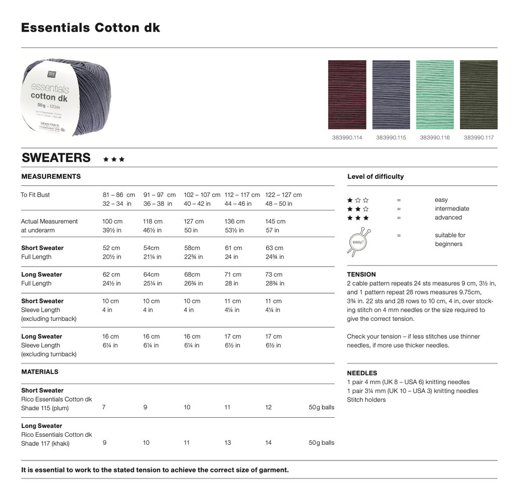 Rico Short Sleeve Jumper Knitting Pattern 1263