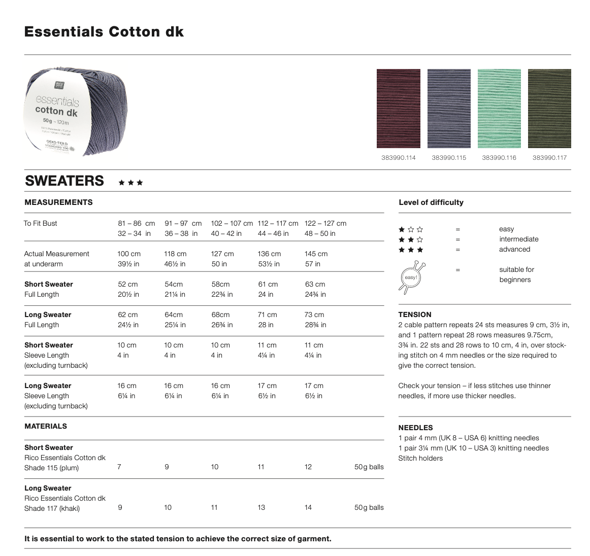 Rico Short Sleeve Jumper Knitting Pattern 1263