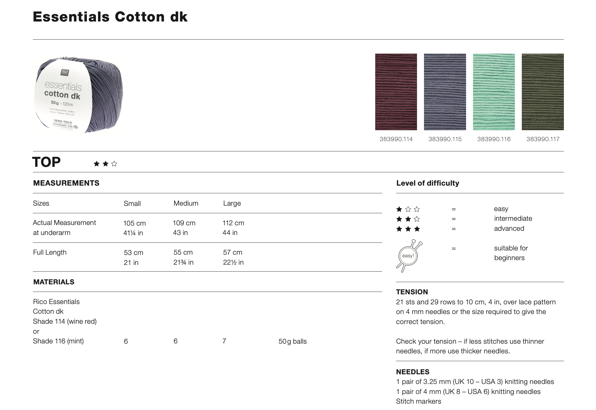 Rico Short Sleeve Jumper Knitting Pattern 1262