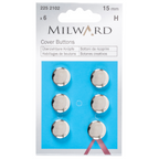 Buttons to Cover : Steel : Silver : 15mm : 6 Pieces