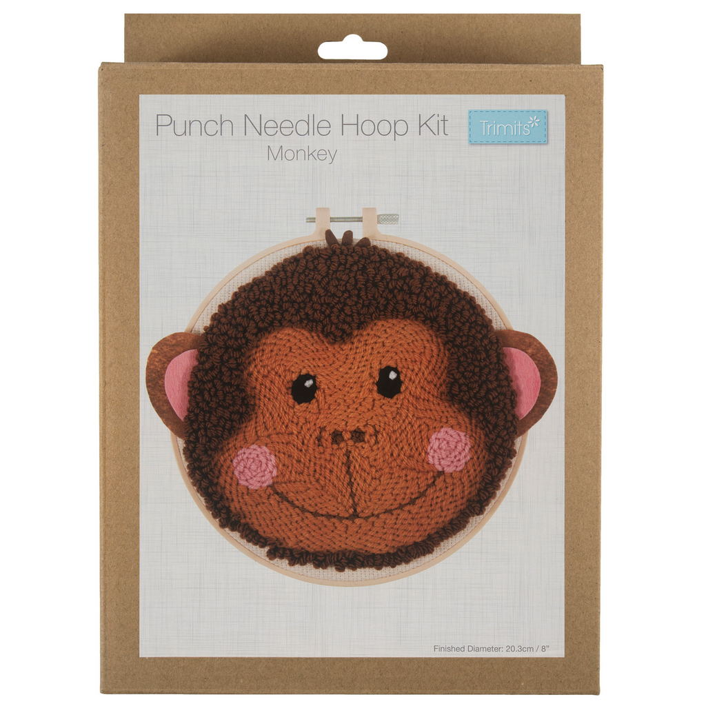 Punch Needle Kit : Yarn and Hoop : Monkey
