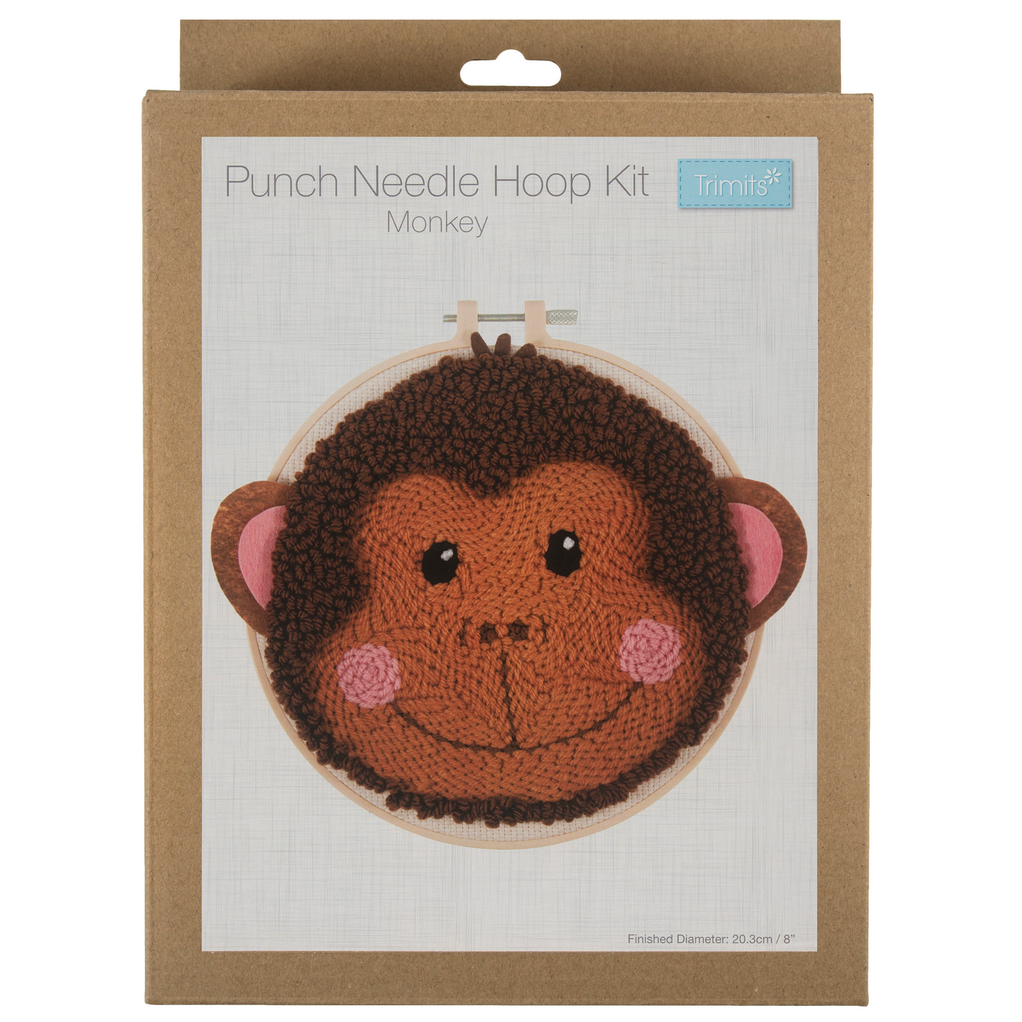 Punch Needle Kit : Yarn and Hoop : Monkey