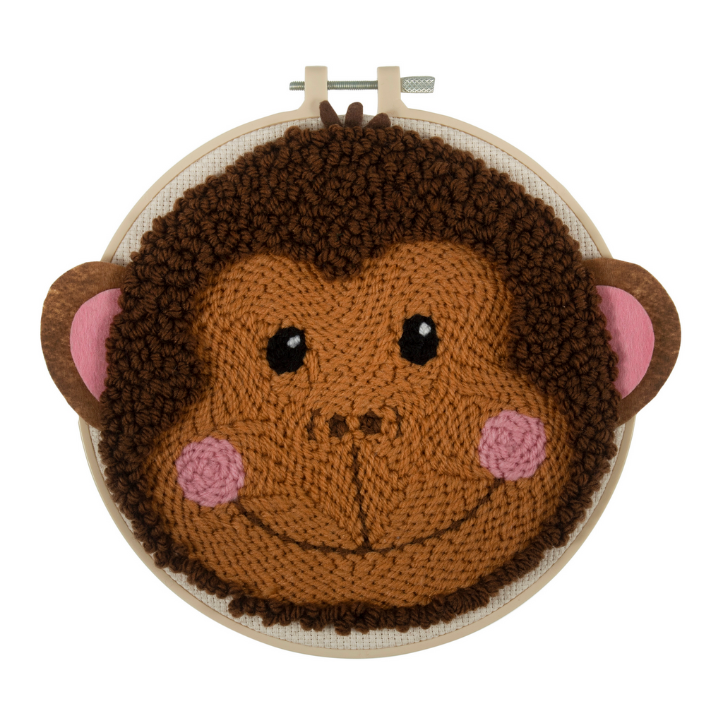 Punch Needle Kit : Yarn and Hoop : Monkey