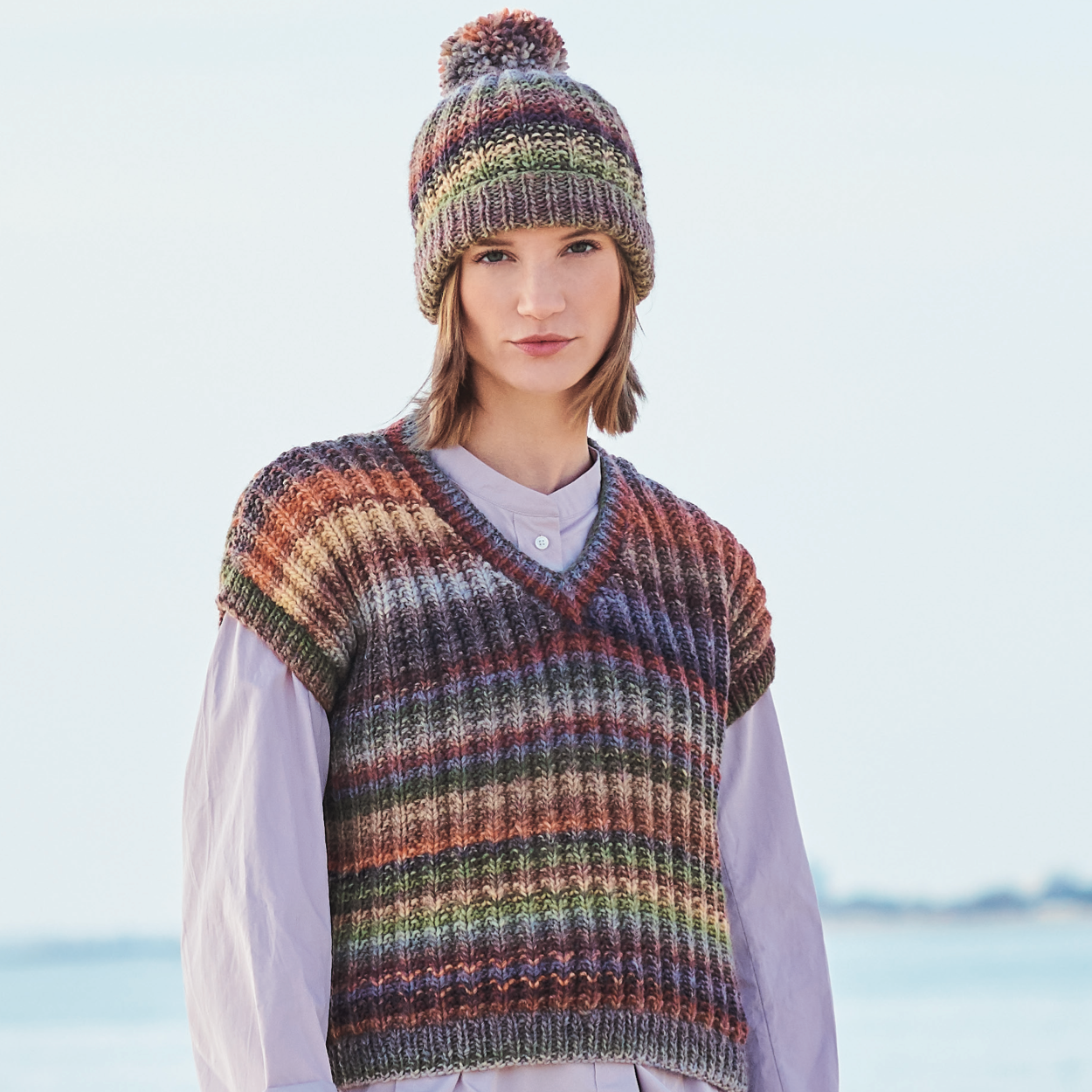 Rico Melange Chunky Pattern 1294 Hat Slipover & Cardigan