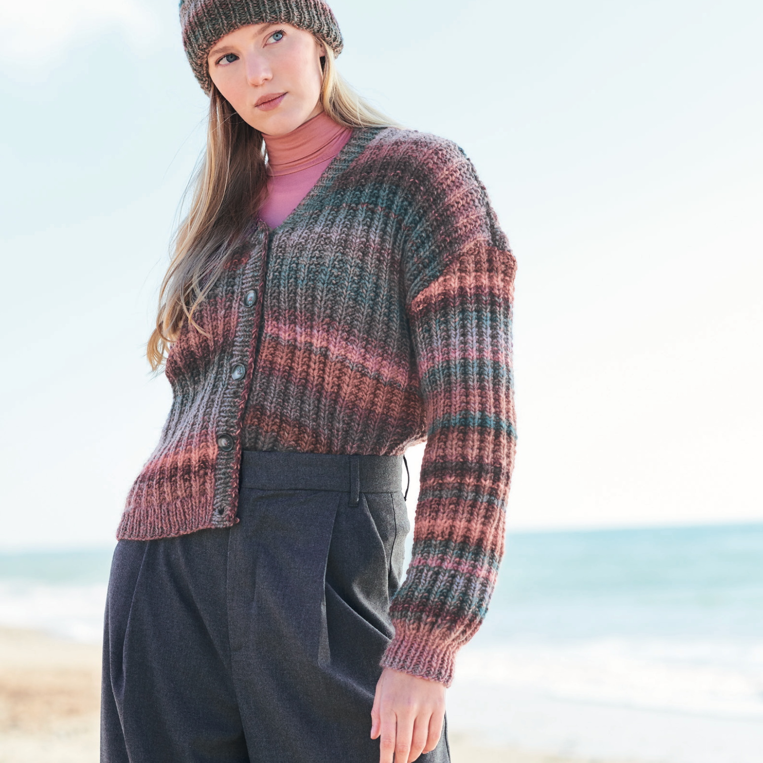 Rico Melange Chunky Pattern 1294 Hat Slipover & Cardigan