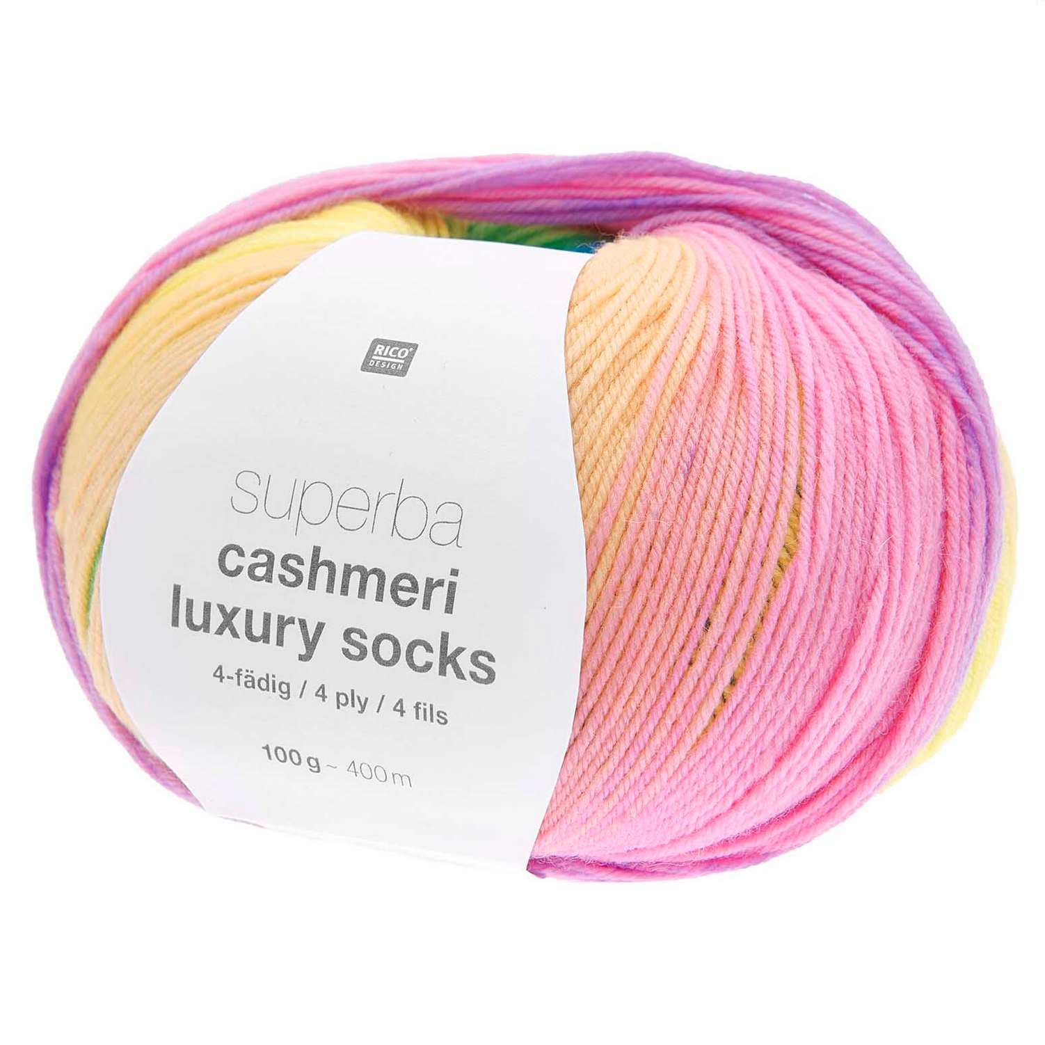 Superba Cashmeri Luxury Socks 4 ply : 027 Rainbow