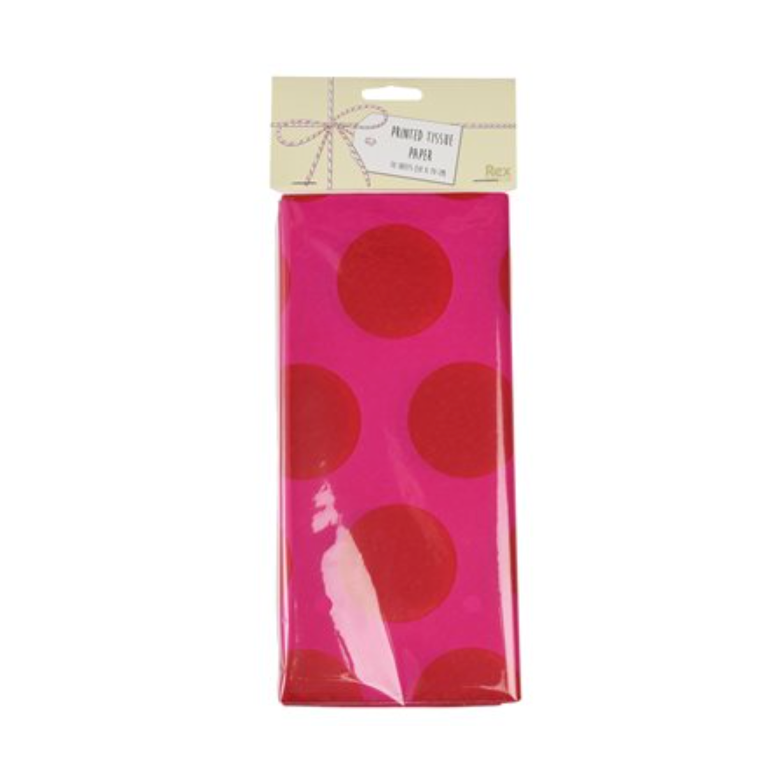 Tissue Paper : 10 sheets : Red on Pink Large Spots