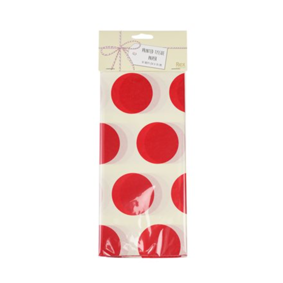 Tissue Paper : 10 sheets : Red on White Large Spots