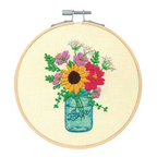 Floral Jar Crewel Hoop Embroidery Kit