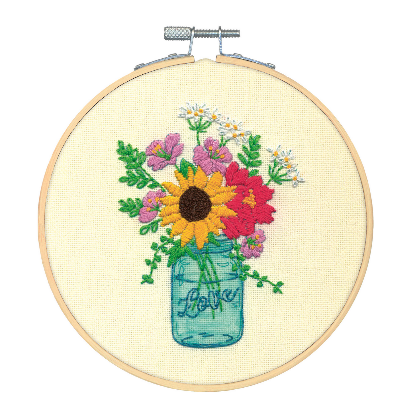 Floral Jar Crewel Hoop Embroidery Kit