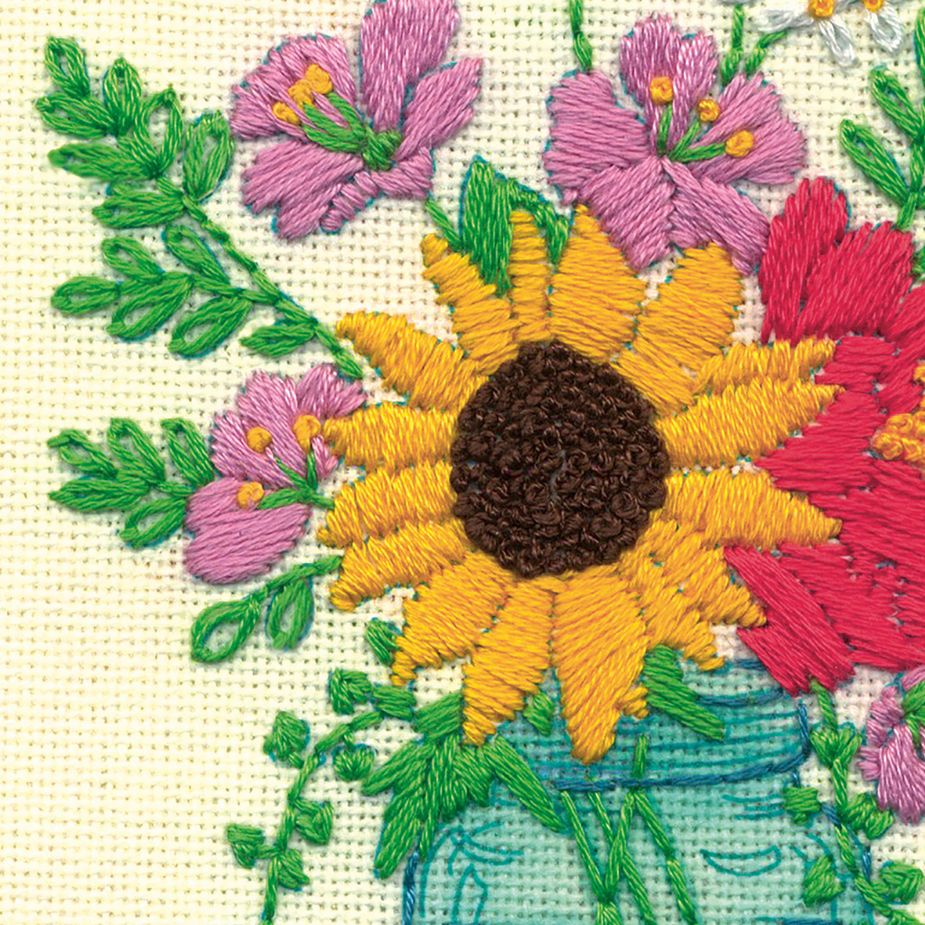 Floral Jar Crewel Hoop Embroidery Kit