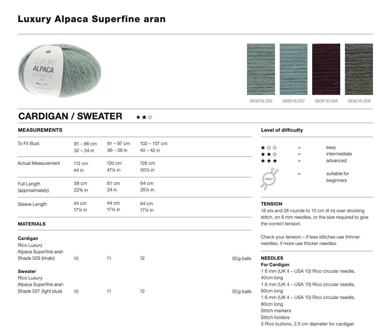 Rico Womens Jumper & Cardigan Pattern 1302 : Luxury Alpaca Superfine Aran