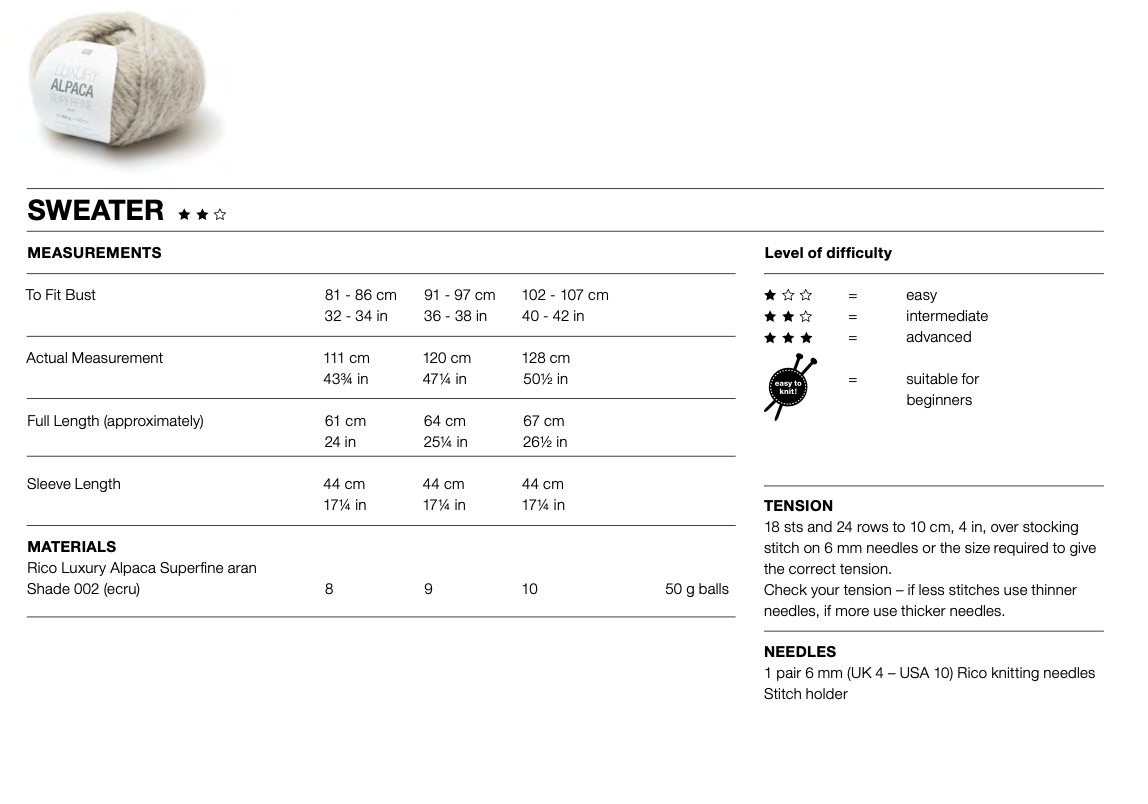 Rico Womens Jumper 818 : Luxury Alpaca Superfine Aran