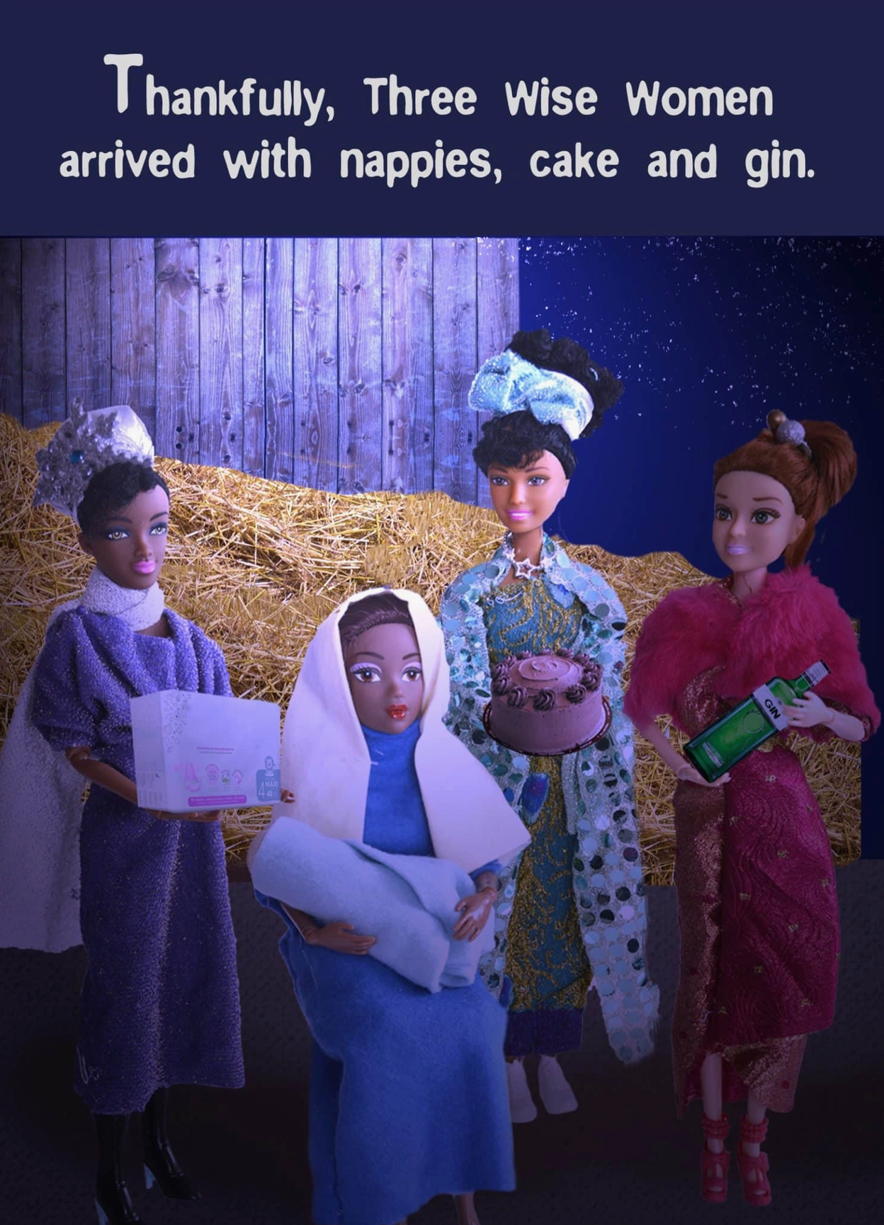 Christmas Card : Nappies Cake & Gin