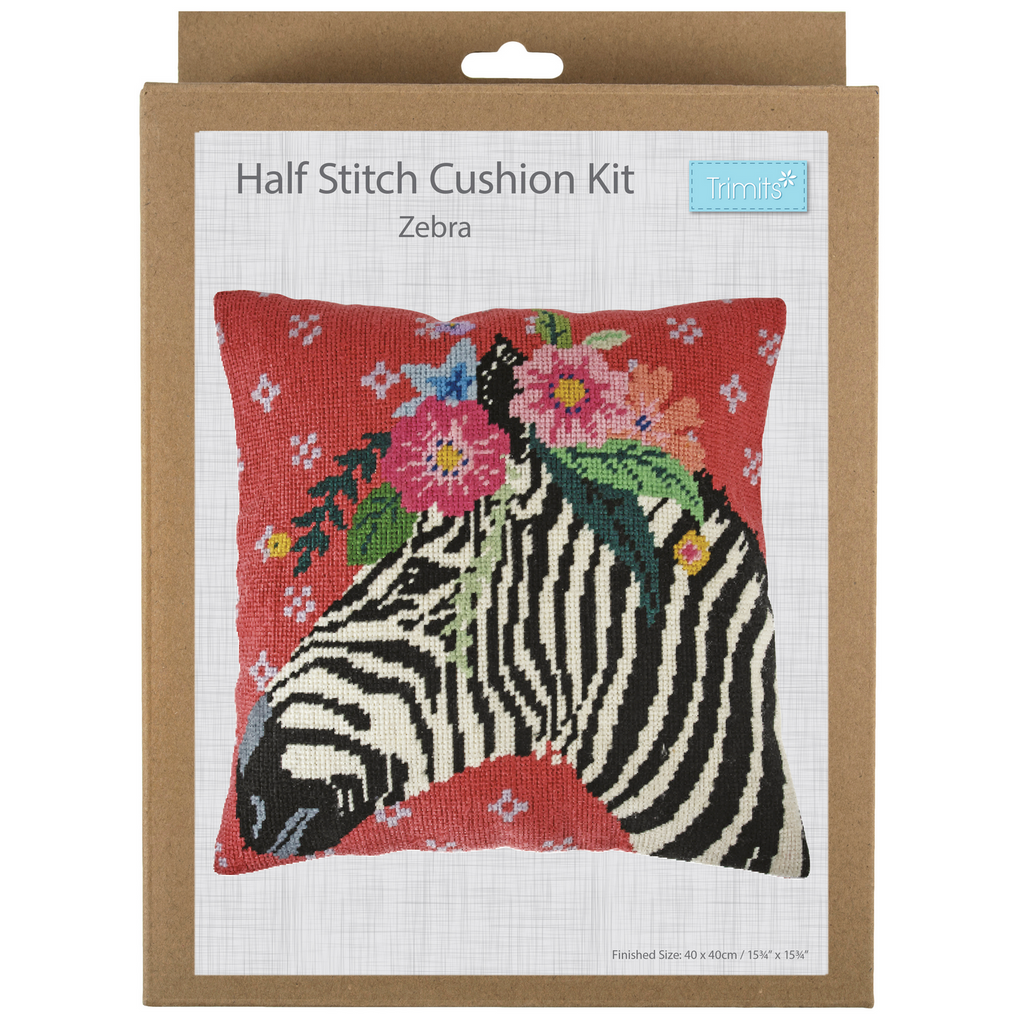 Half Cross Stitch / Tapestry Kit : Cushion : Zebra