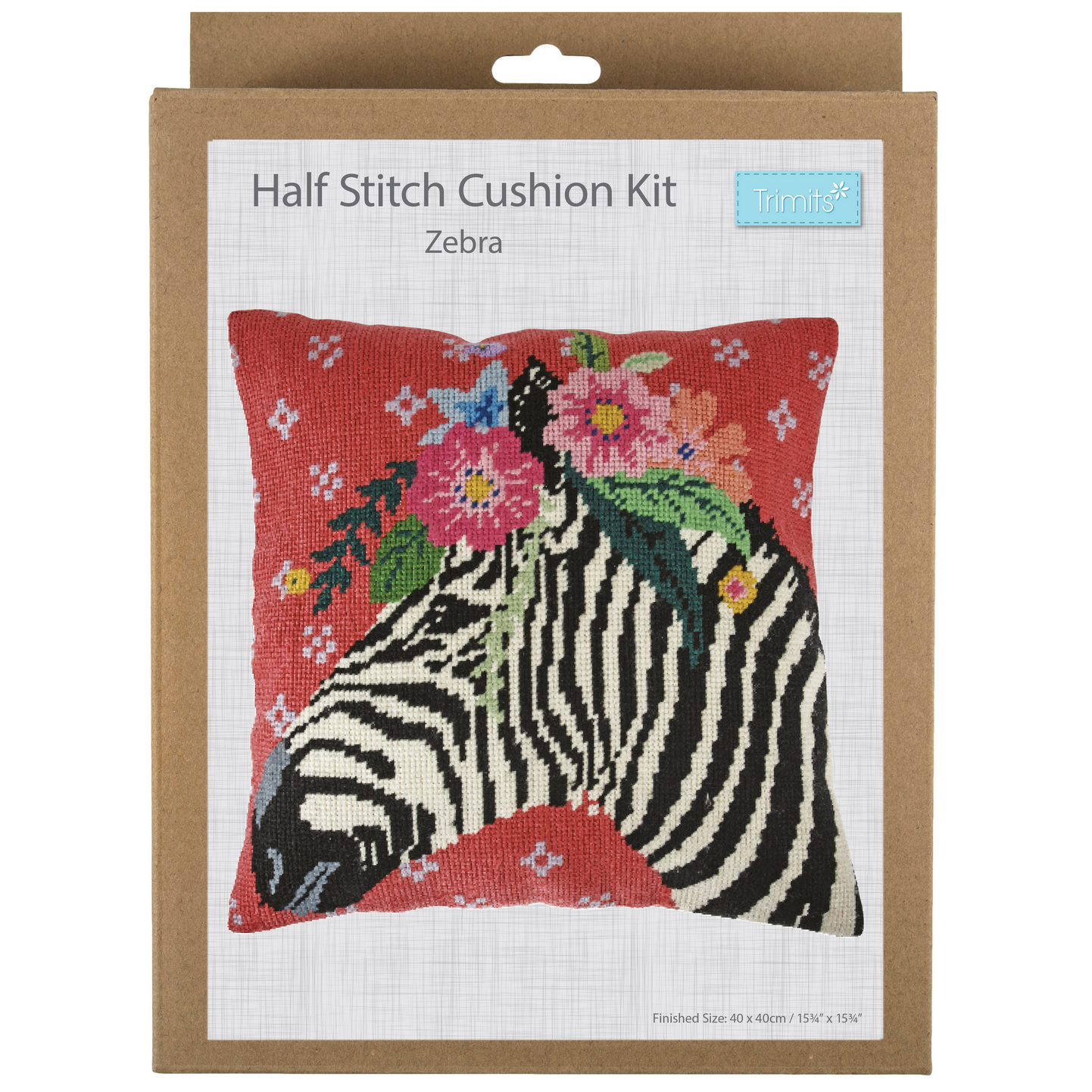 Half Cross Stitch / Tapestry Kit : Cushion : Zebra