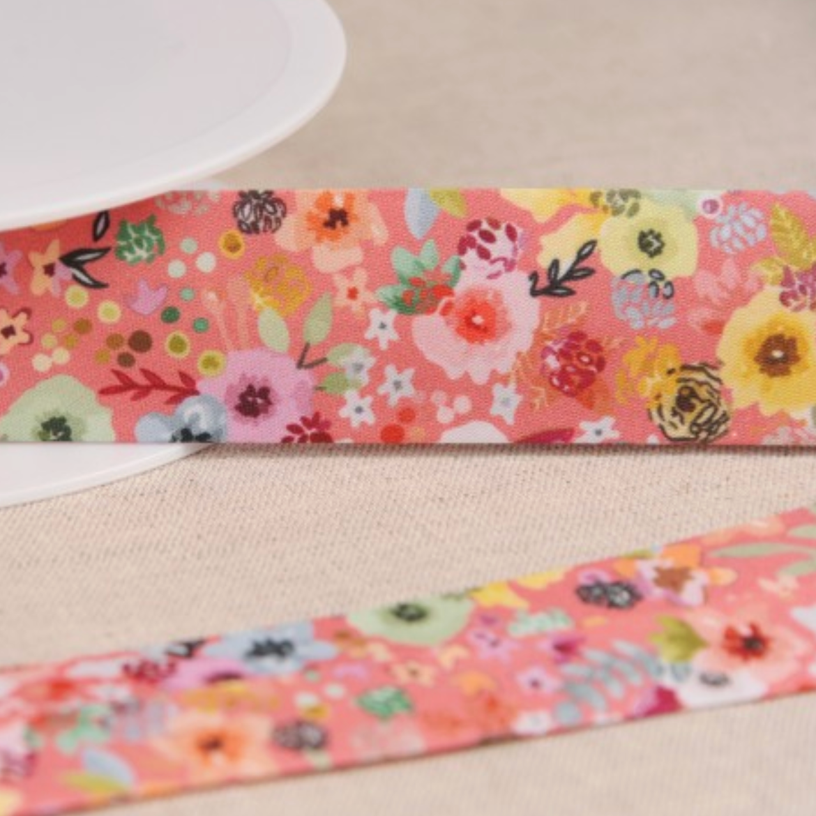Bias Binding : Fleurs : Pink