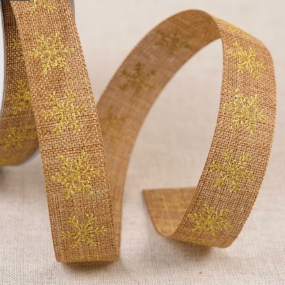 Christmas Ribbon : Snowflakes Gold
