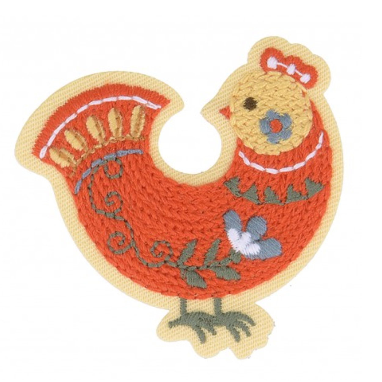 Folk Bird Iron On Patch Motif