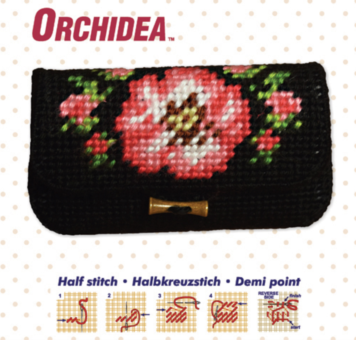 Counted Needlepoint Hlf Stitch Kit : Clutch Bag Wild Rose