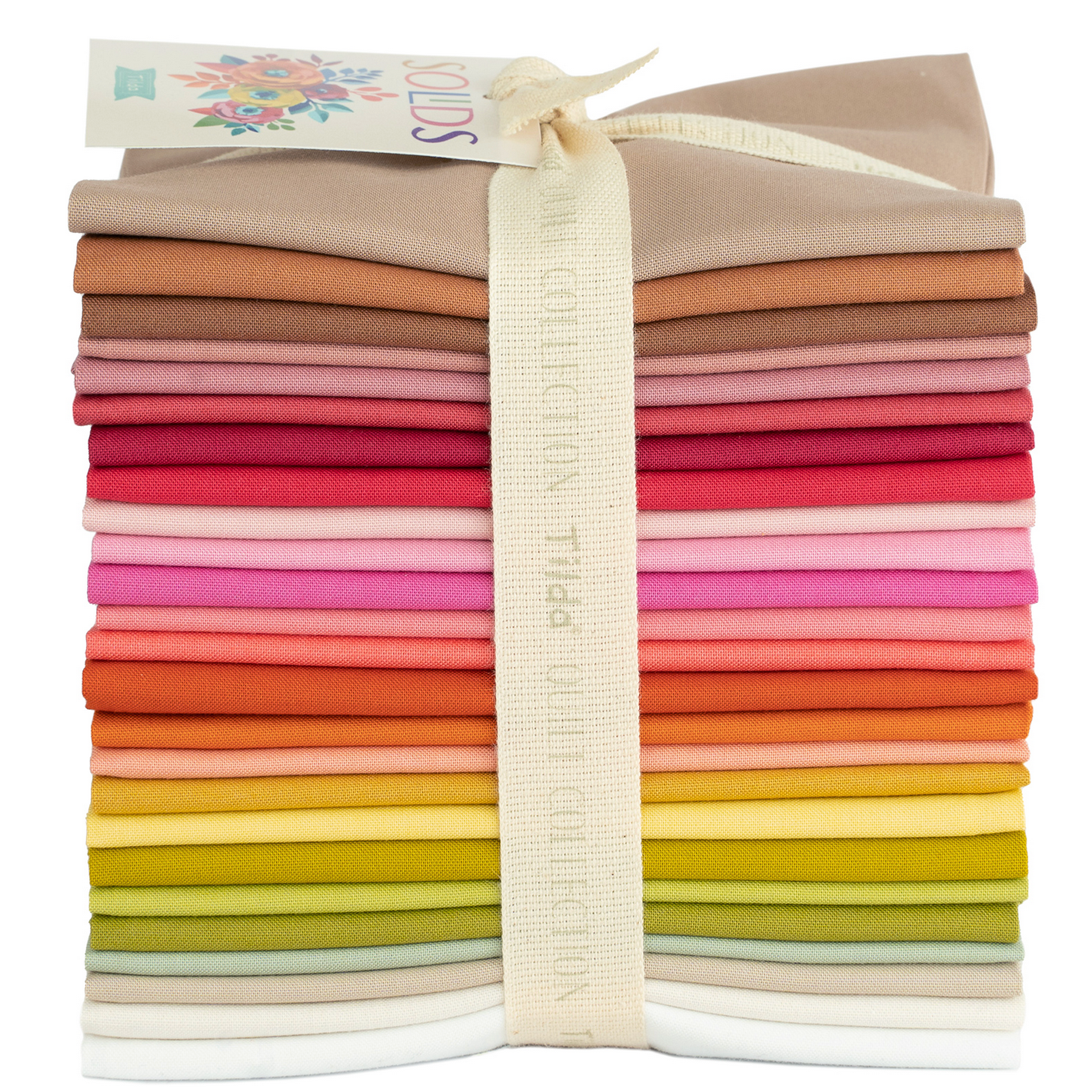 Tilda Fabric Fat Quarters : Solid Colours : 50 x 55cm : Warm : Bundle of 25