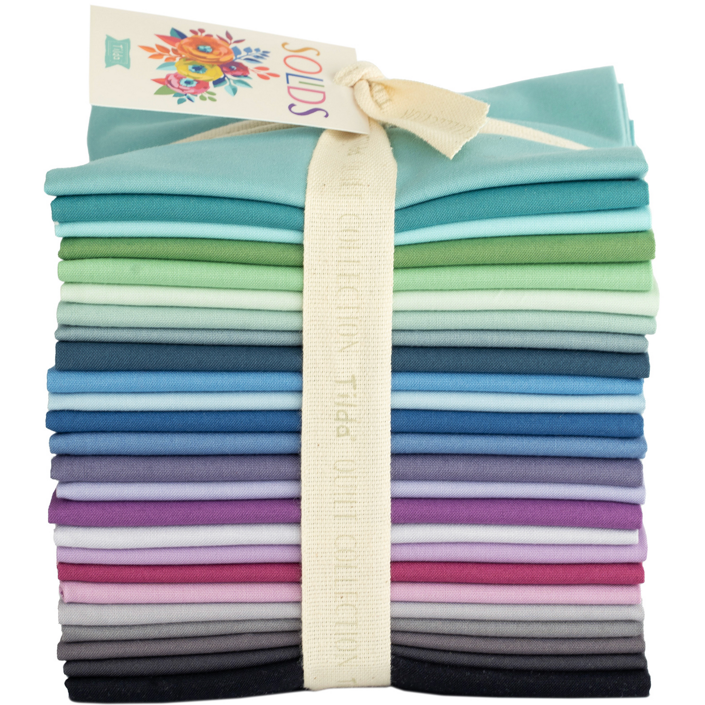 Tilda Fabric Fat Quarters : Solid Colours : 50 x 55cm : Cool : Bundle of 25