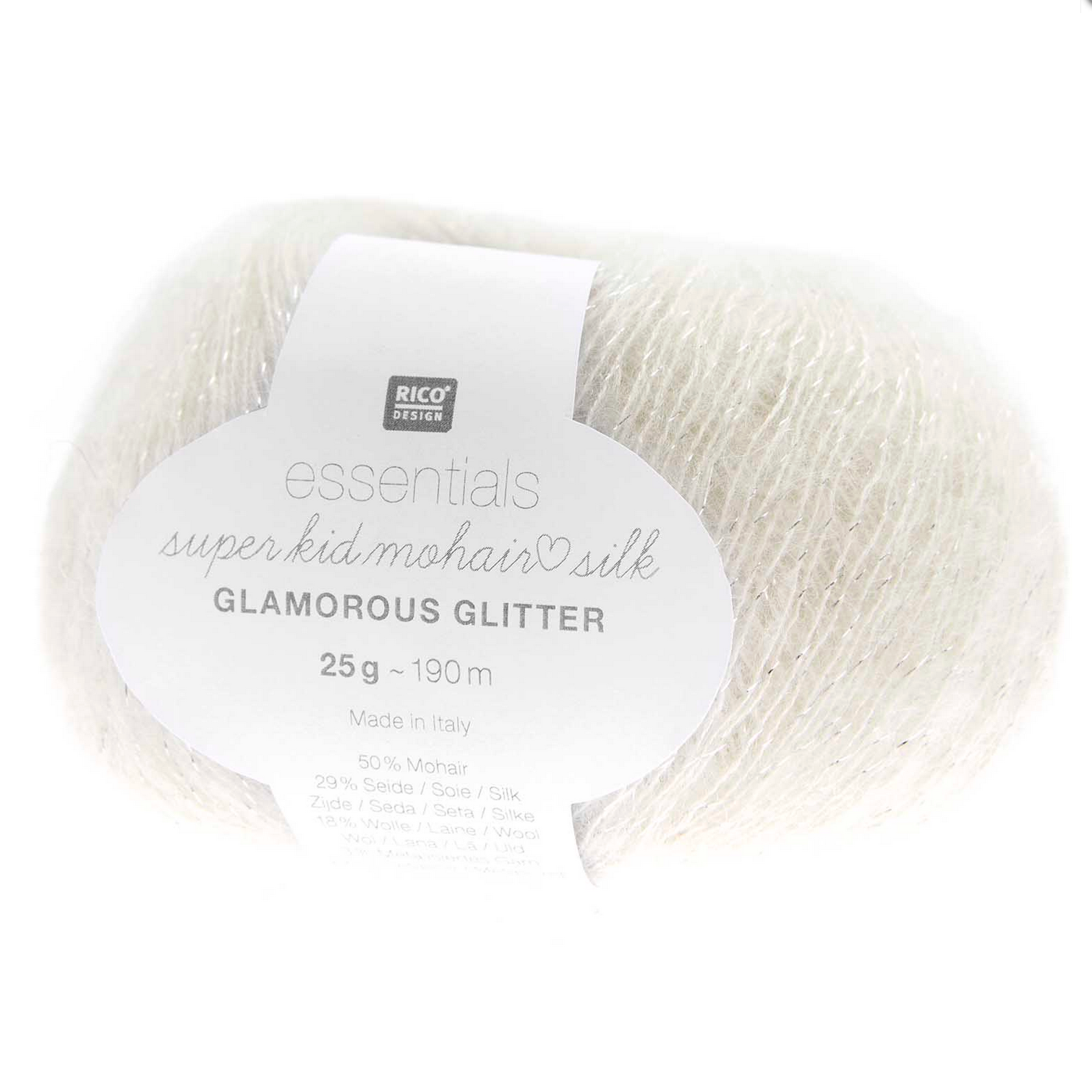 Rico Super Kid Mohair Loves Silk : Glamorous Glitter 001 Cream