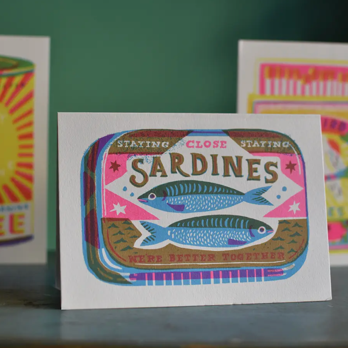 Staying Close Sardines Greetings Card