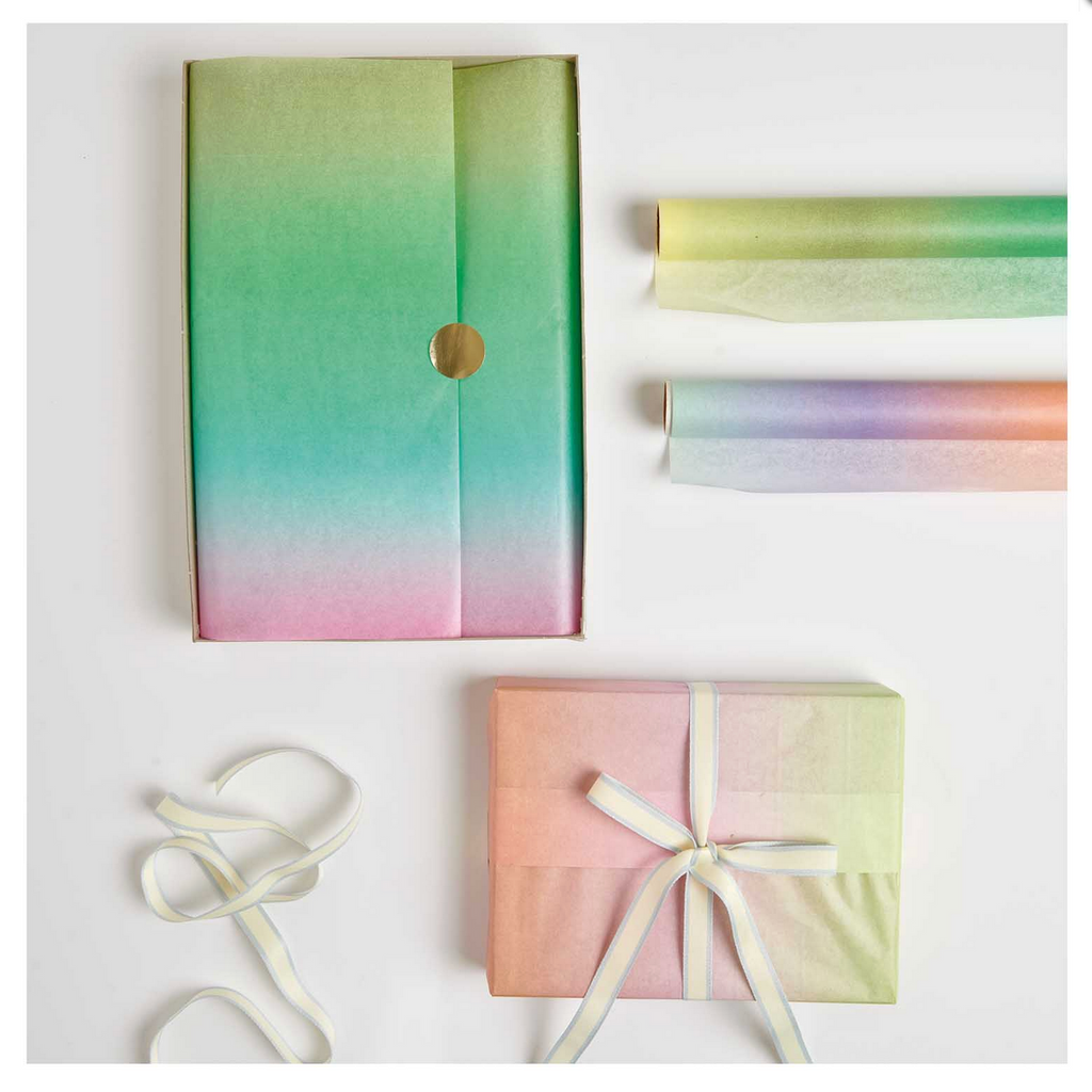 Ombre Tissue Gift Wrap : Turquoise Pink
