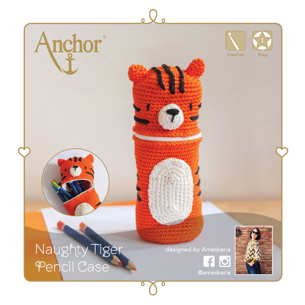 Crochet Kit Pencil Case : Tiger