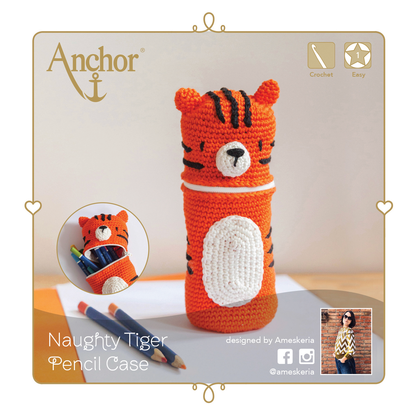 Crochet Kit Pencil Case : Tiger
