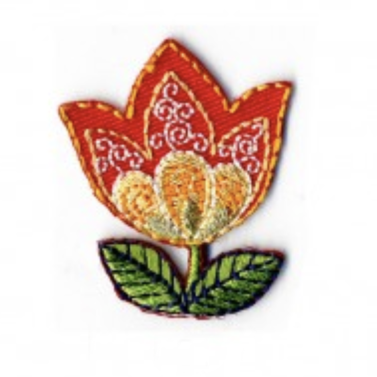 Embroidered Tulip Red : Iron On Patch Motif