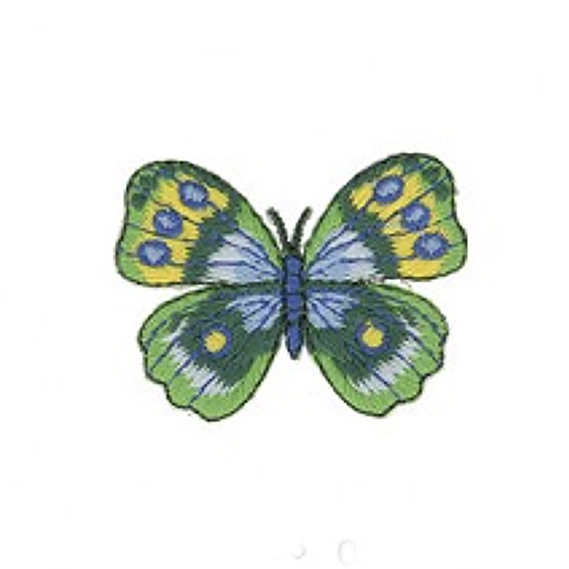 Green Butterfly : Iron On Patch Motif